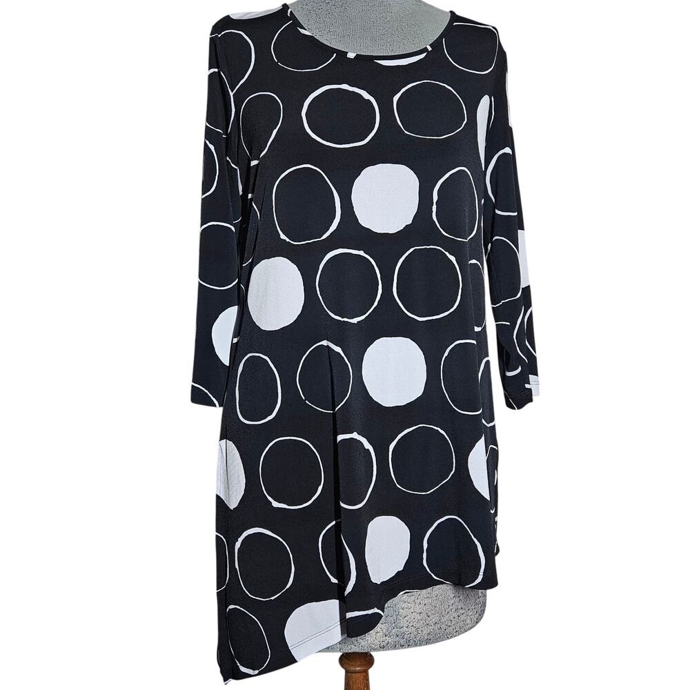 Black and White Print Pull Over Blouse Size XS